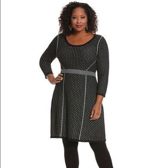 Lane Bryant Dresses & Skirts - Lane Bryant Black Silver Perforated Sweater Dress